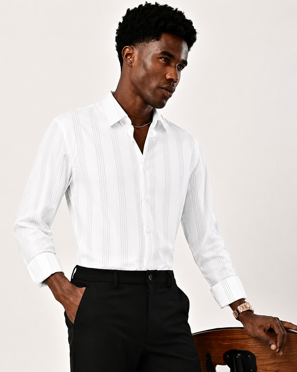 Ilyzly Monaco Pinstripe White Shirt