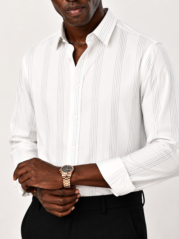 Ilyzly Monaco Pinstripe White Shirt