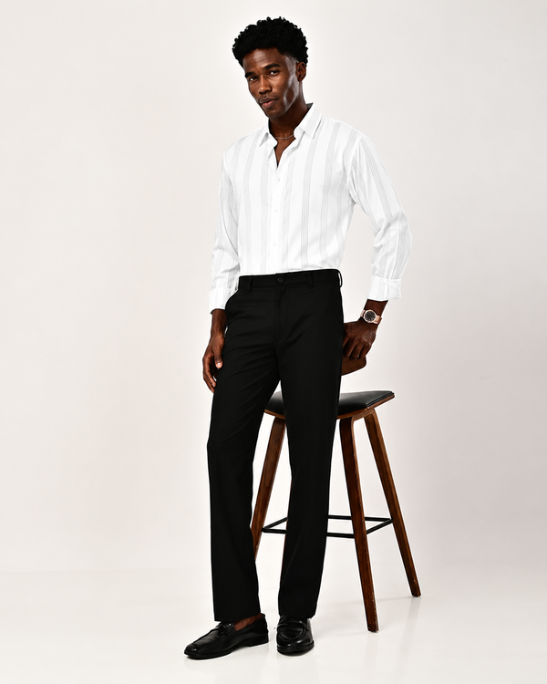 Ilyzly Monaco Pinstripe White Shirt