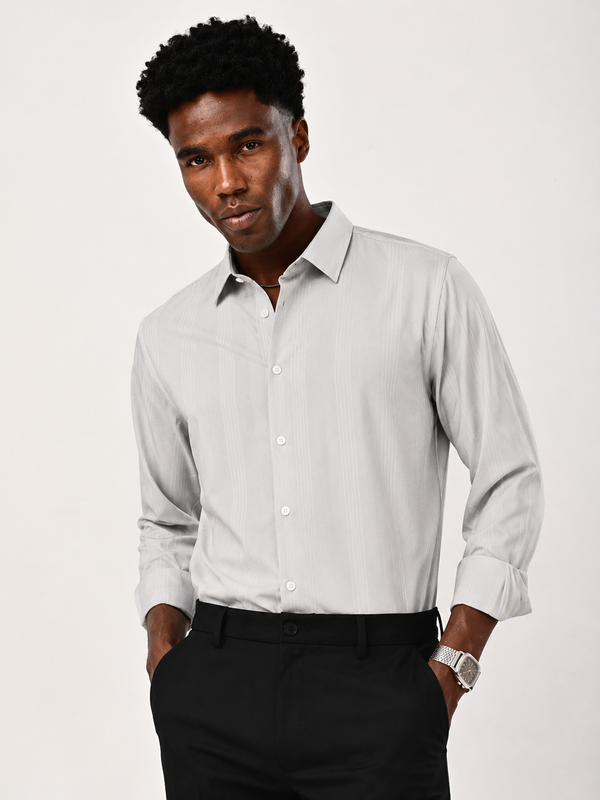 Ilyzly Monaco Pinstripe Cream Shirt