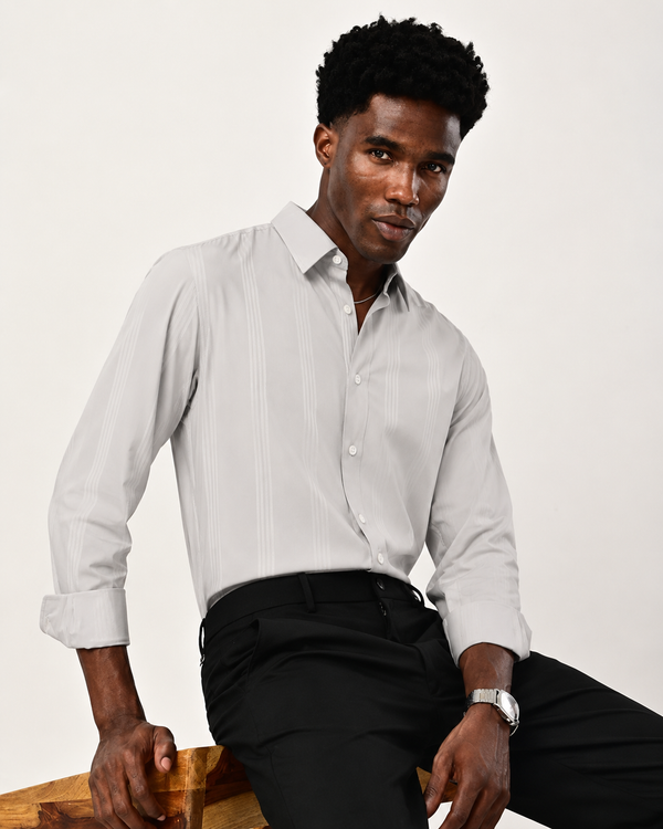 Ilyzly Monaco Pinstripe Cream Shirt
