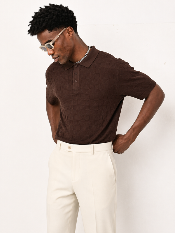 ILYZLY Geometric Knit Polo