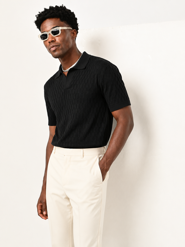 ILYZLY Basket Weave Knit Polo