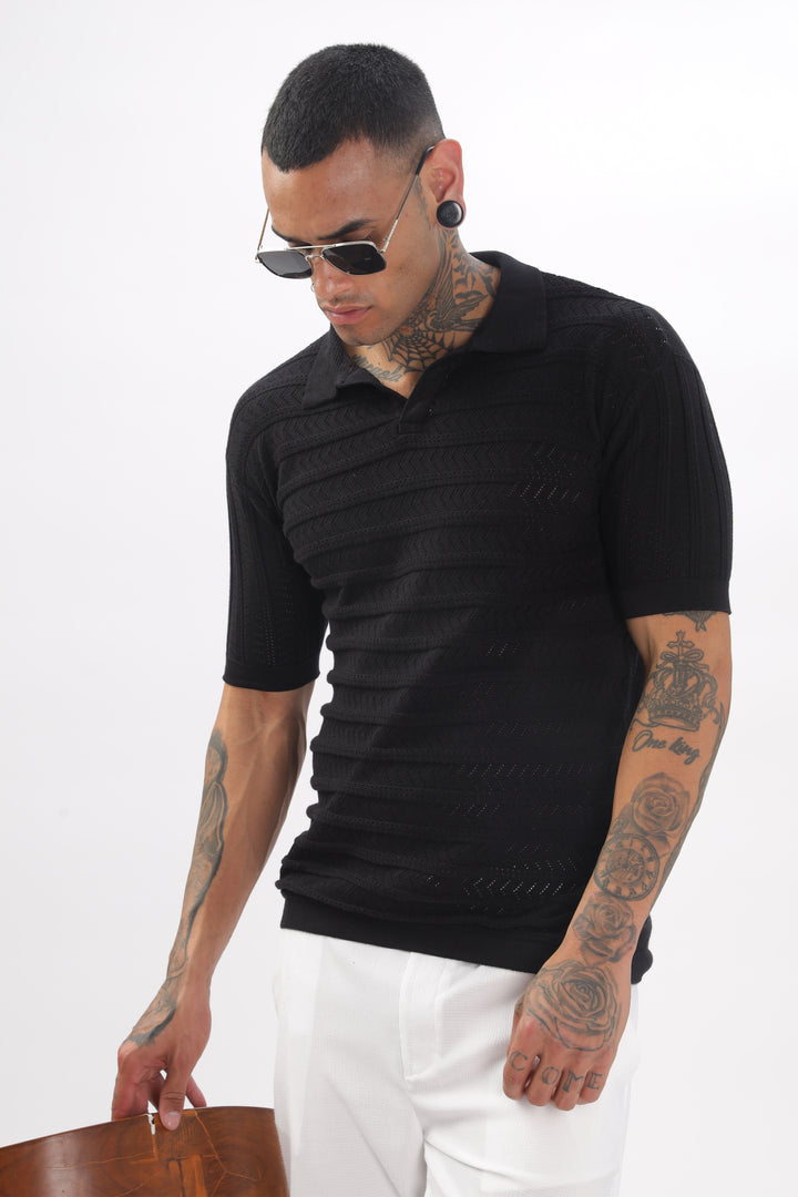 Chevron Classic Black Polo T-shirt Ilyzly