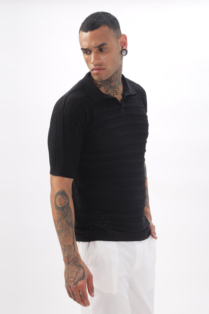 Chevron Classic Black Polo T-shirt Ilyzly