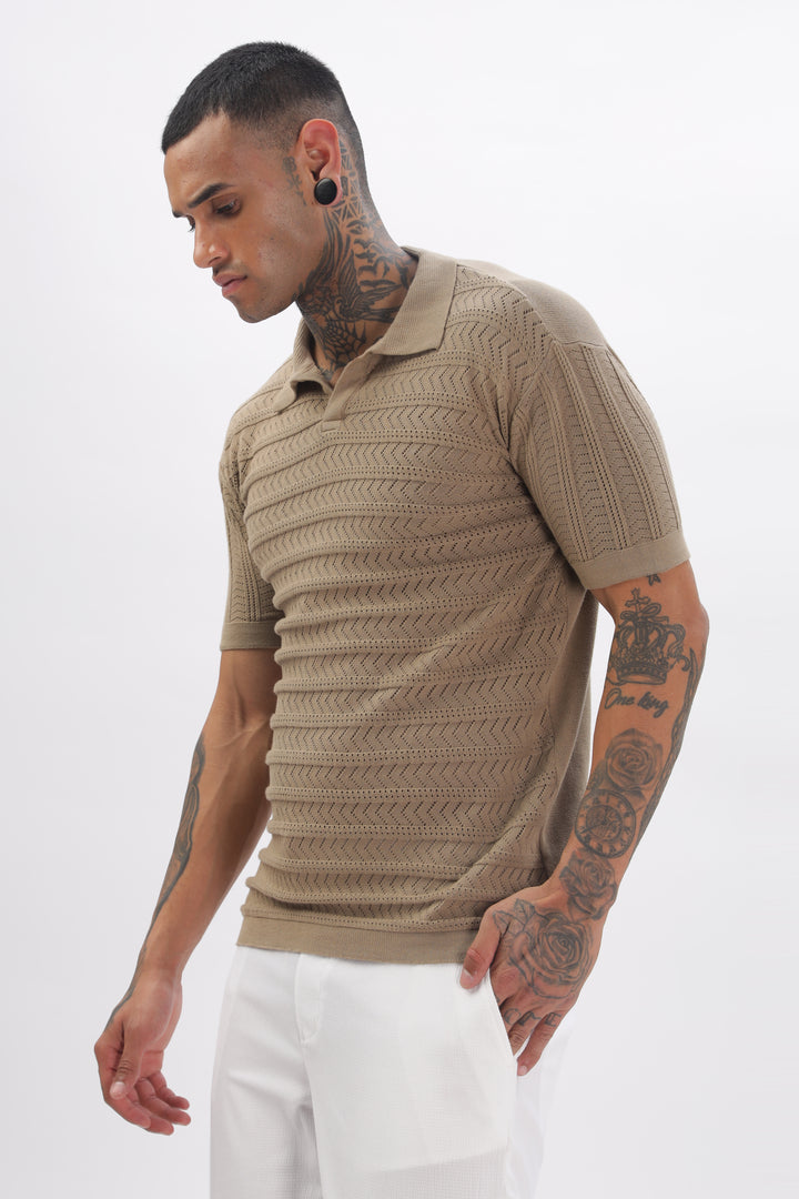 Chevron Classic Brown Polo T-shirt Ilyzly