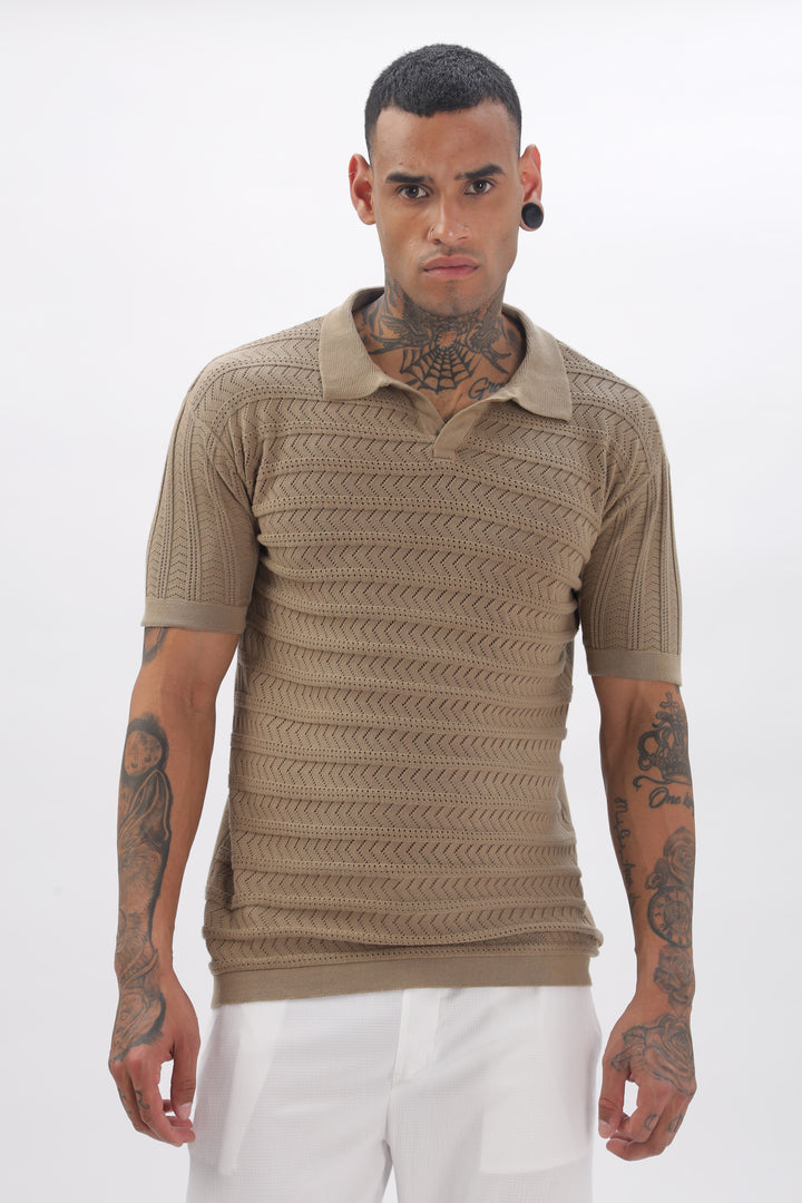 Chevron Classic Brown Polo T-shirt Ilyzly