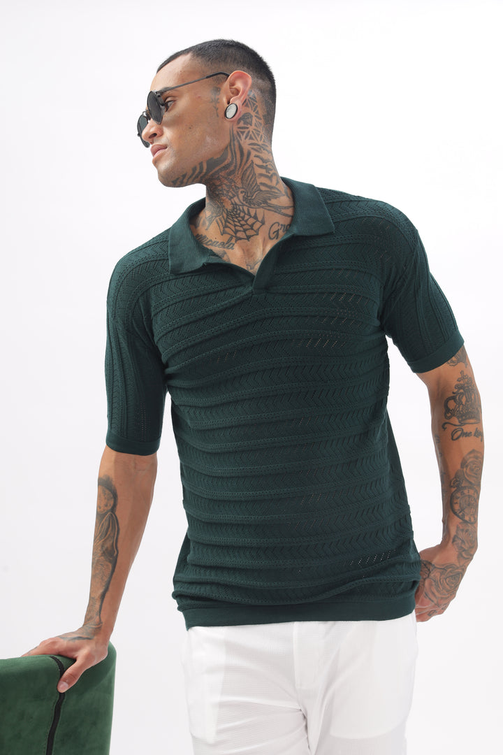 Chevron Classic Green Polo T-shirt Ilyzly