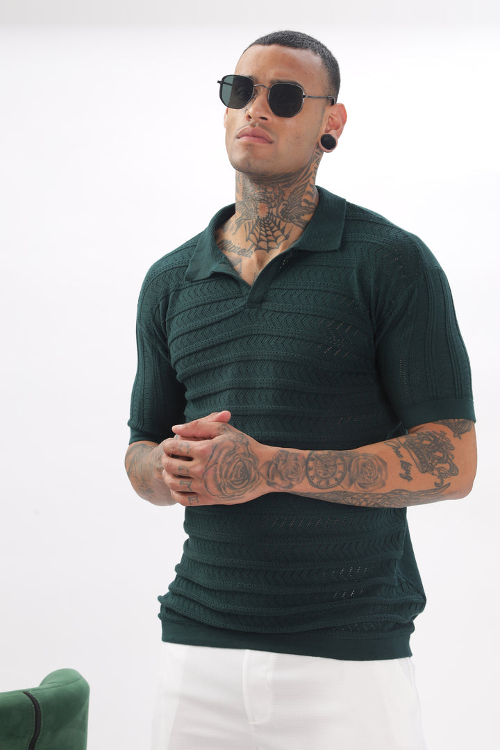 Chevron Classic Green Polo T-shirt Ilyzly