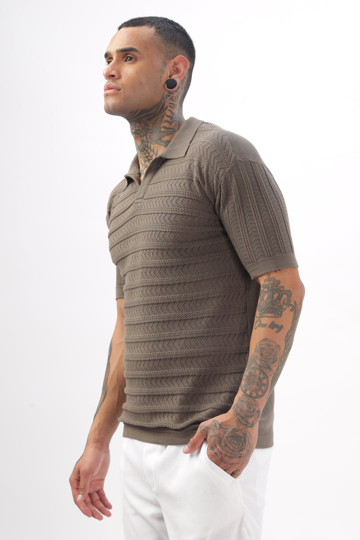 Chevron Classic Grey Polo T-shirt Ilyzly