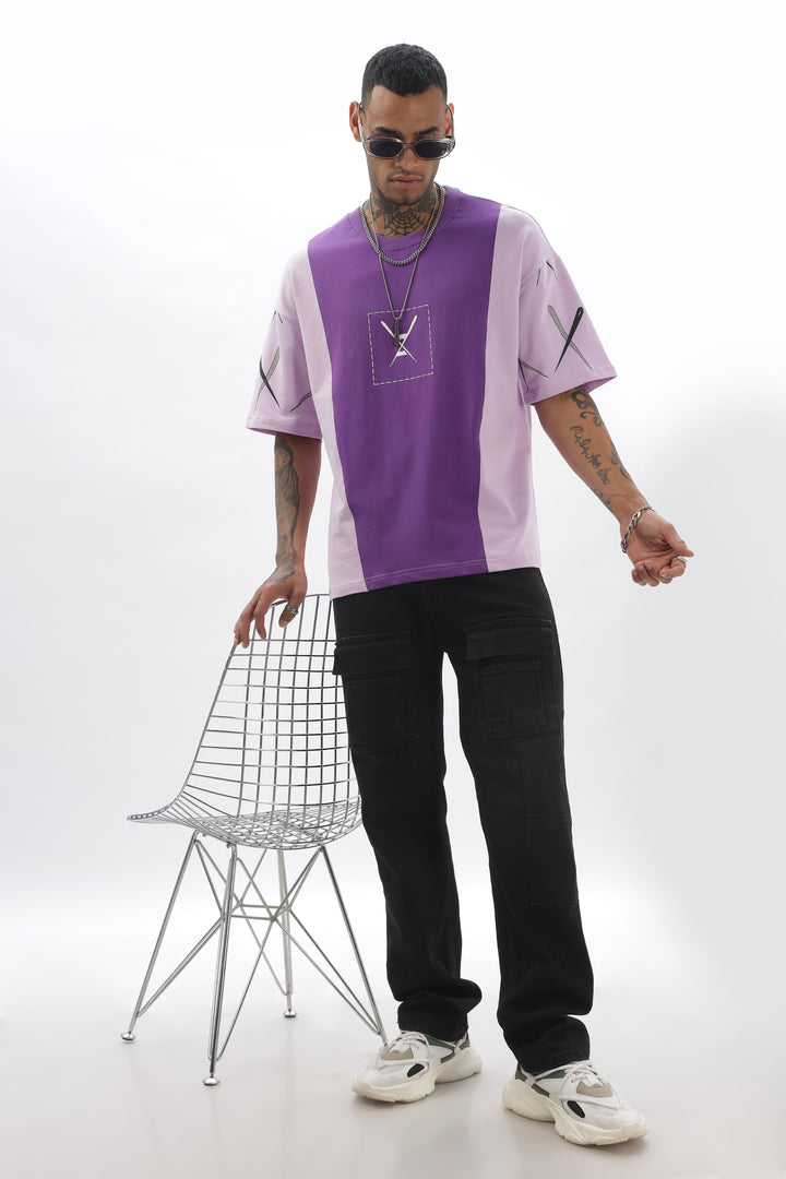 CrossBlock Purple&Lavender Dropshoulder Tee Ilyzly