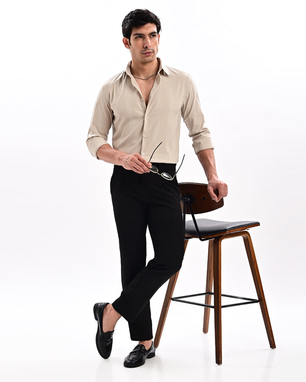 Ilyzly Monaco Pinstripe Cream Shirt