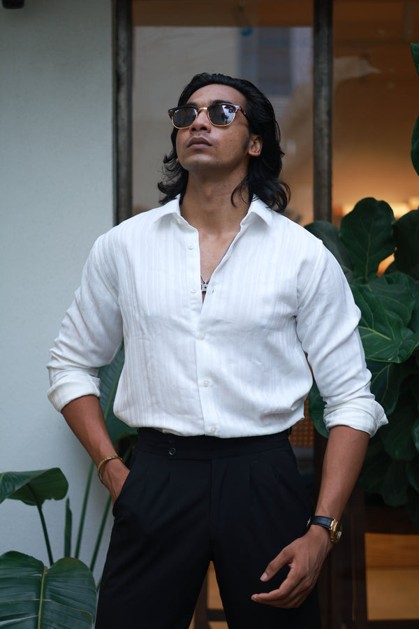 White Vertical Striped Shirt