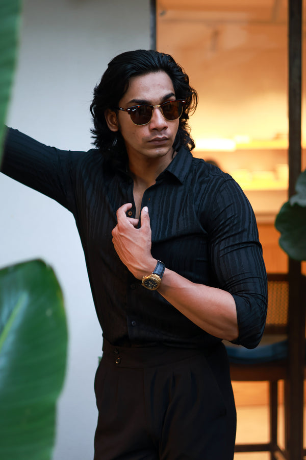 Black Vertical Striped Shirt