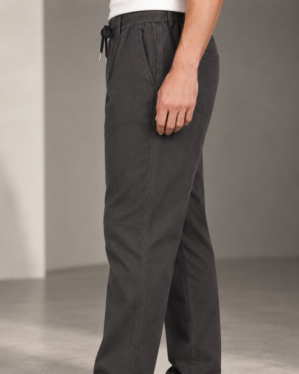 Ilyzly Grey Relaxed Tapered Drawstring Trousers