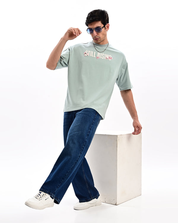 Ilyzly aqua green Still Rising Printed T Shirt