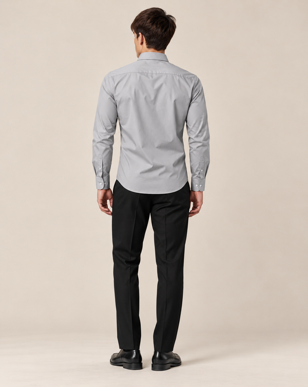 Ilyzly light Grey Classic Satin Plain Formal Shirt