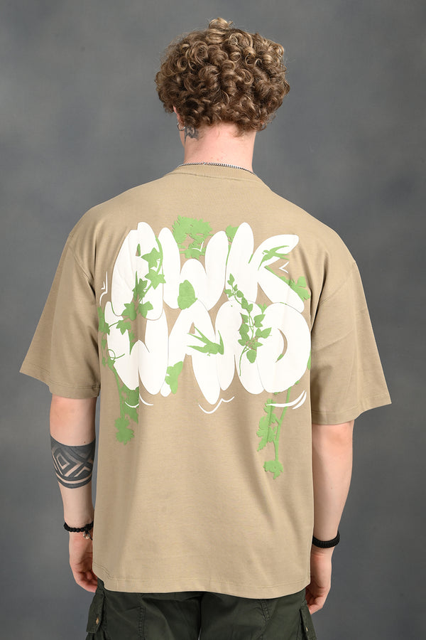 Light Brown Awkward Print T-Shirt