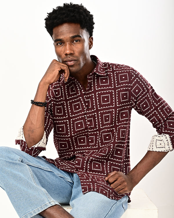 Ilyzly Geometric Square  Shirt