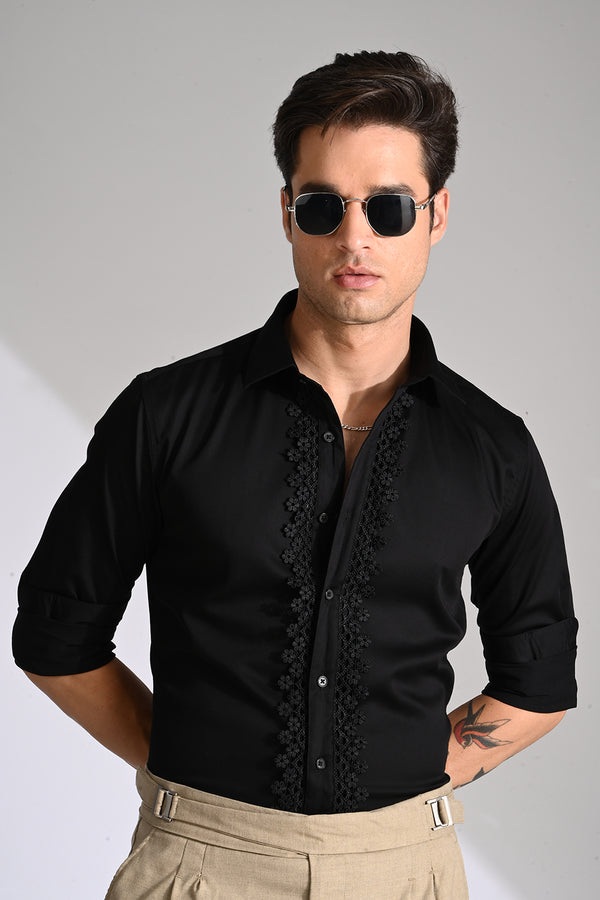 Black Lace Design Shirt