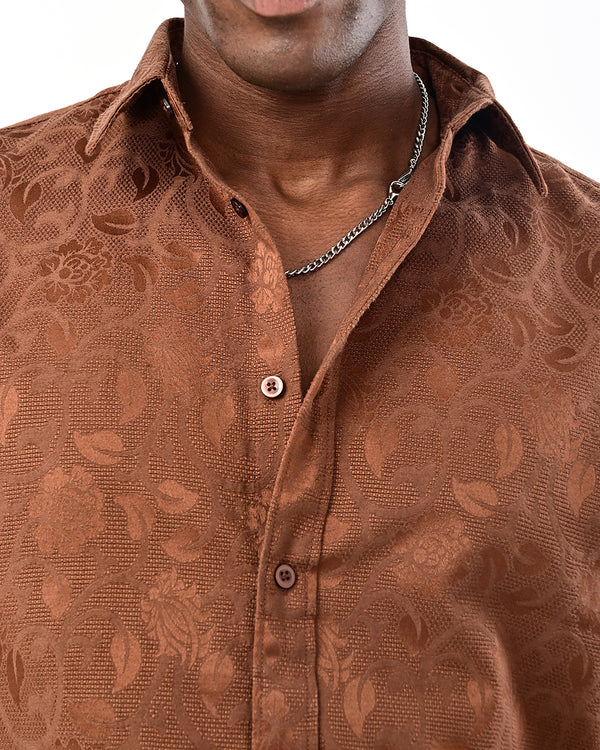 ILYZLY Heritage Floral Jacquard Shirt