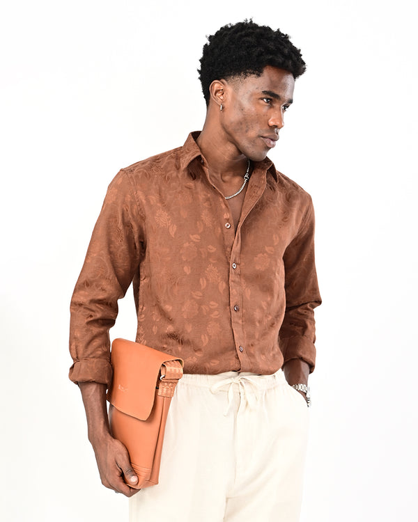 ILYZLY Heritage Floral Jacquard Shirt