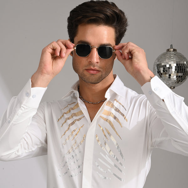 White Gold & Silver Designer Shirt