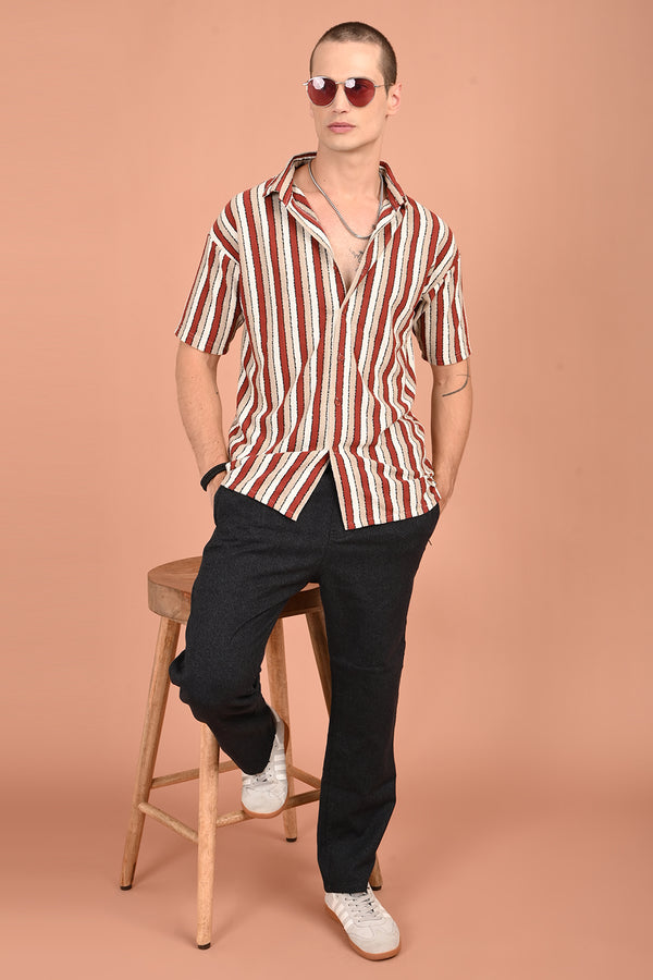 Red Corduroy Striped Shirt