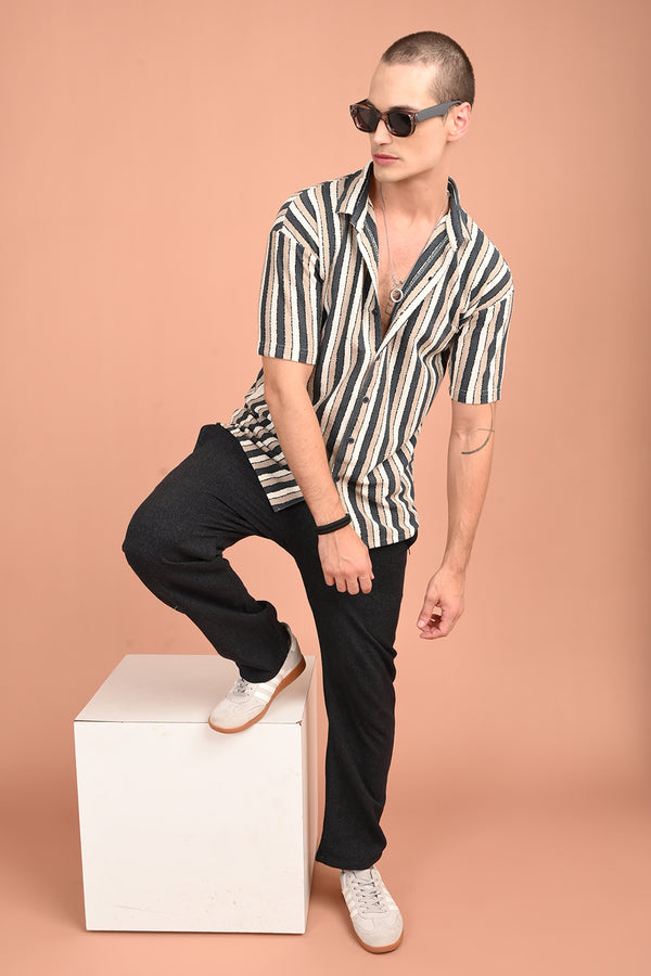 Green Corduroy Striped Shirt