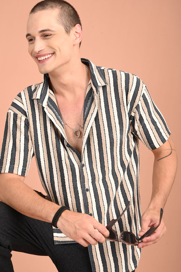 Green Corduroy Striped Shirt