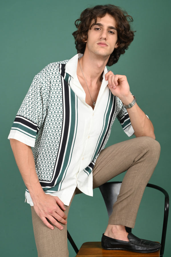 Green Printed Shirt Half Sleeve