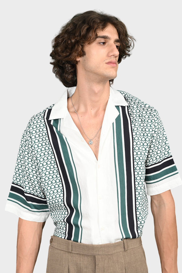 Green Printed Shirt Half Sleeve