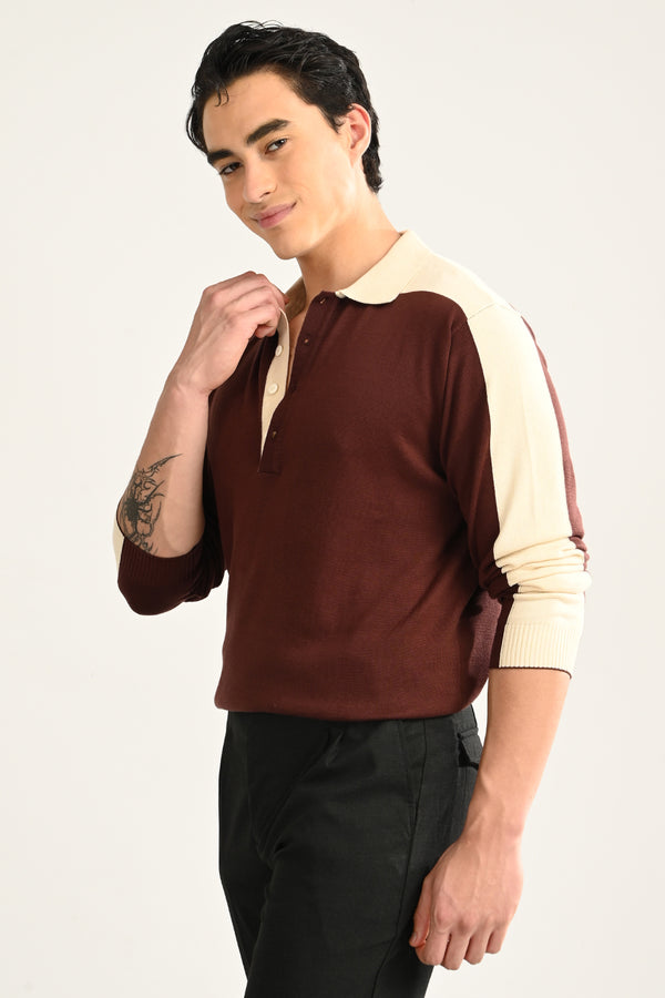 Brown Polo T-shirt Full Sleeve