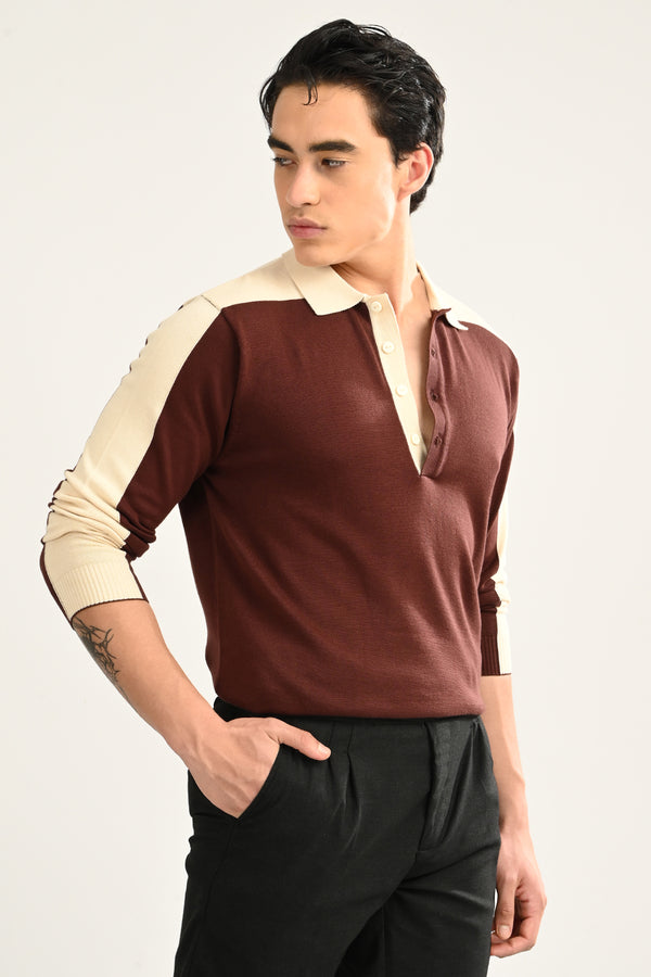 Brown Polo T-shirt Full Sleeve