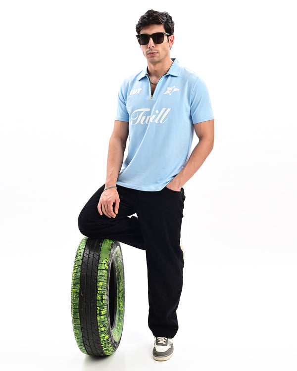 Ilyzly Zipper Polo T-shirt
