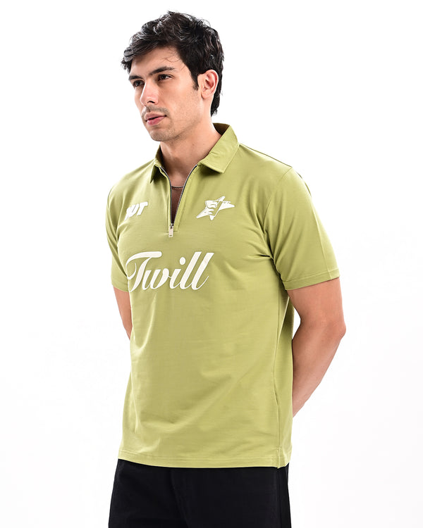 Ilyzly Zipper Polo T-shirt