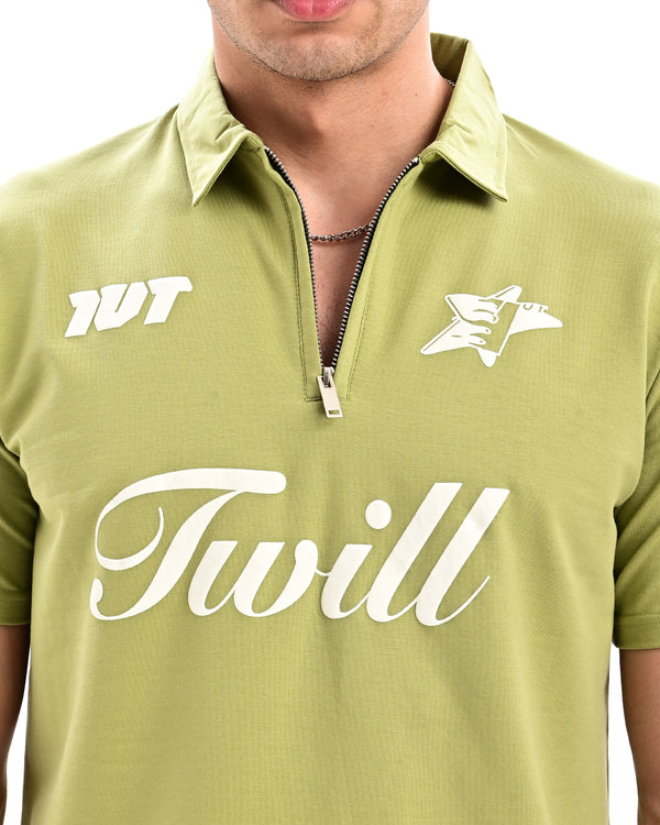 Ilyzly Zipper Polo T-shirt
