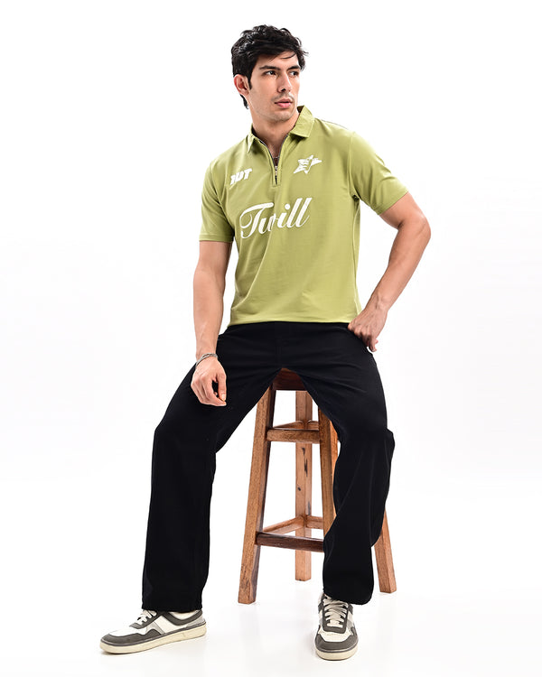 Ilyzly Zipper Polo T-shirt