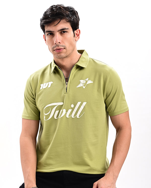Ilyzly Zipper Polo T-shirt