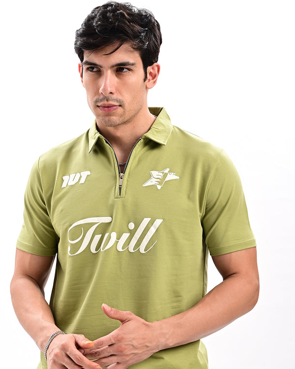 Ilyzly Zipper Polo T-shirt