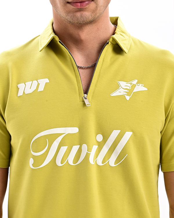 Ilyzly Zipper Polo T-shirt