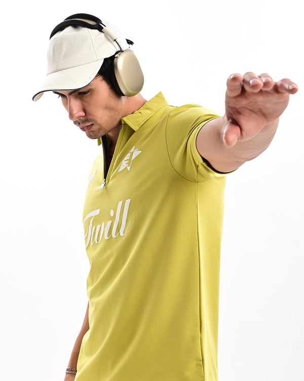 Ilyzly Zipper Polo T-shirt