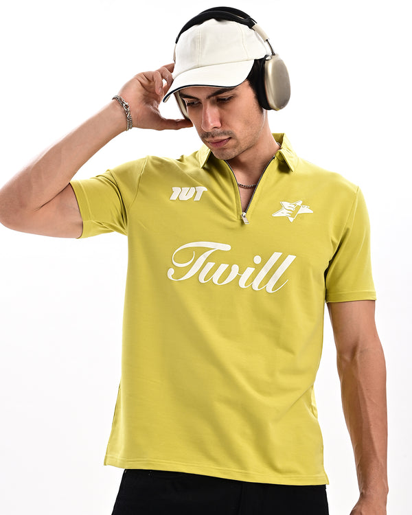 Ilyzly Zipper Polo T-shirt