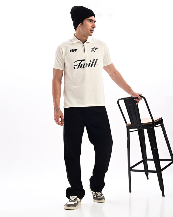 Ilyzly Zipper Polo T-shirt