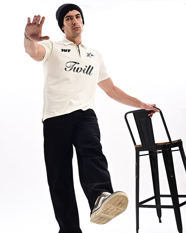 Ilyzly Zipper Polo T-shirt