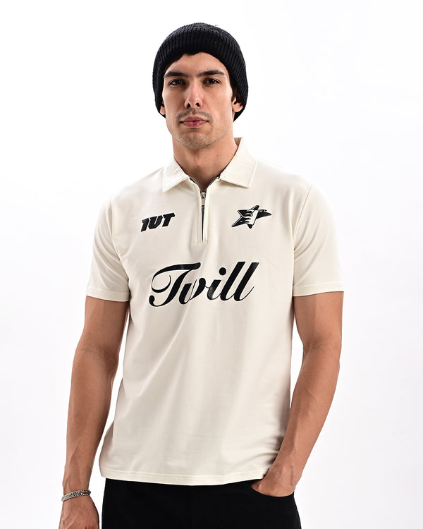 Ilyzly Zipper Polo T-shirt