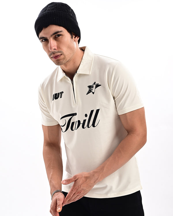 Ilyzly Zipper Polo T-shirt