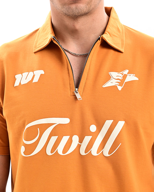 Ilyzly Zipper Polo T-shirt