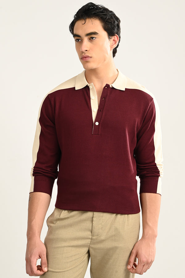 Maroon Polo T-shirt Full Sleeve