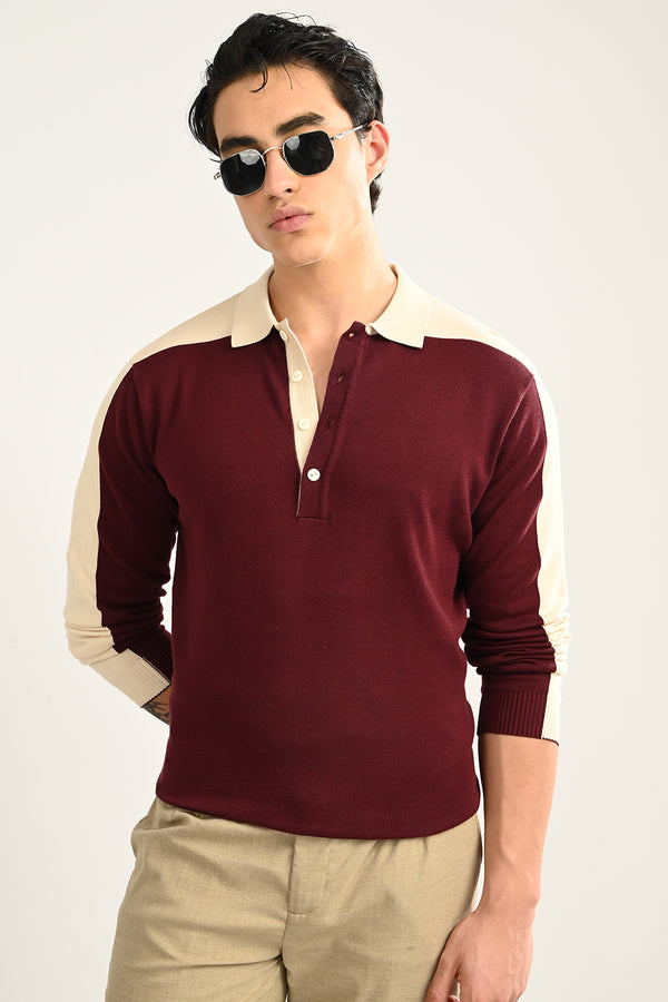 Maroon Polo T-shirt Full Sleeve